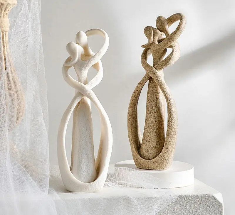 Abstract sculpture – High-quality polyresin – Elegant white finish – Timeless love decor – 11.8 in height