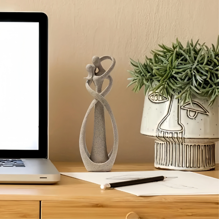 Abstract sculpture – High-quality polyresin – Elegant white finish – Timeless love decor – 11.8 in height