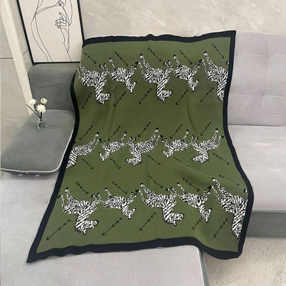 Acrylic Vintage Wild Zebra Knitted Blanket