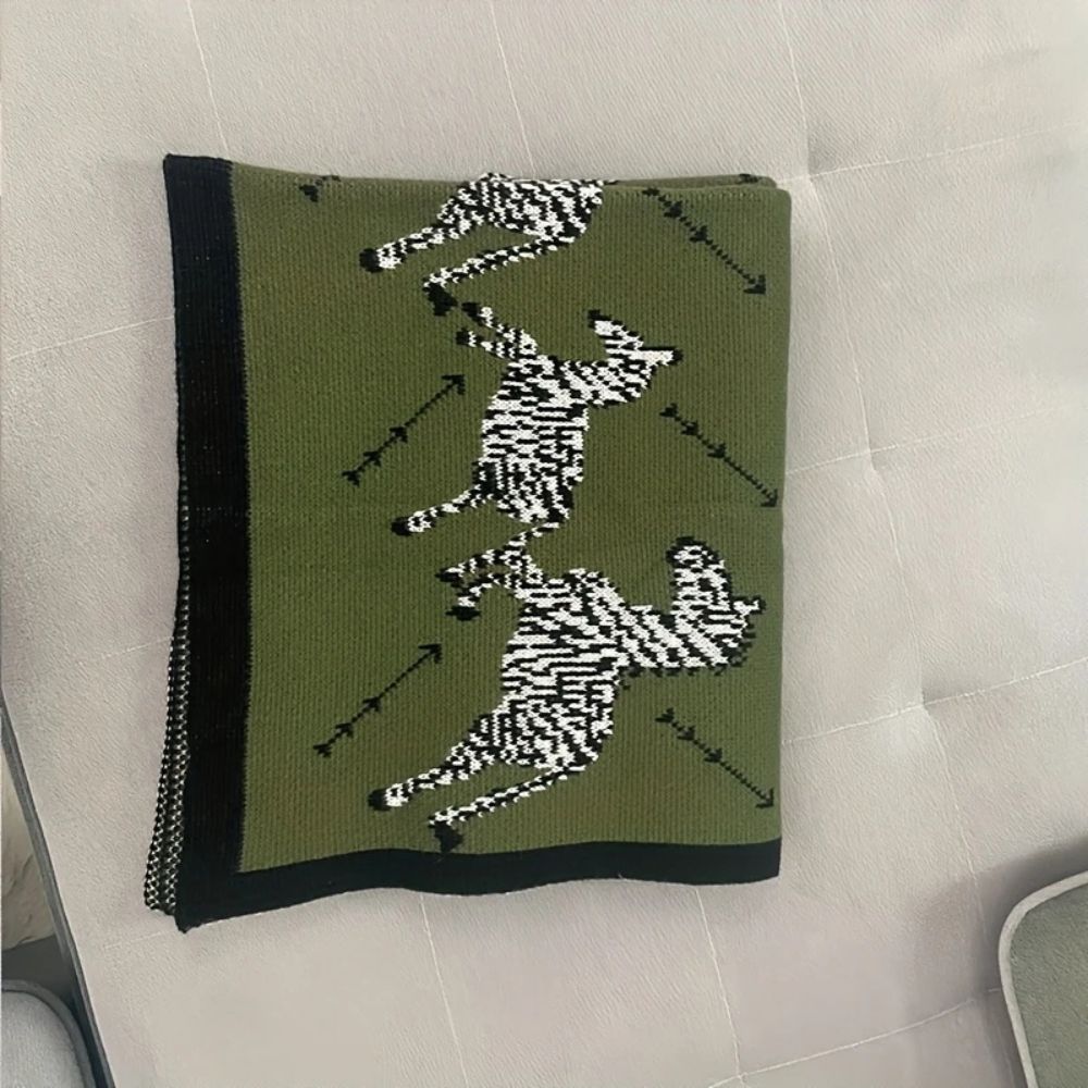 Acrylic Vintage Wild Zebra Knitted Blanket
