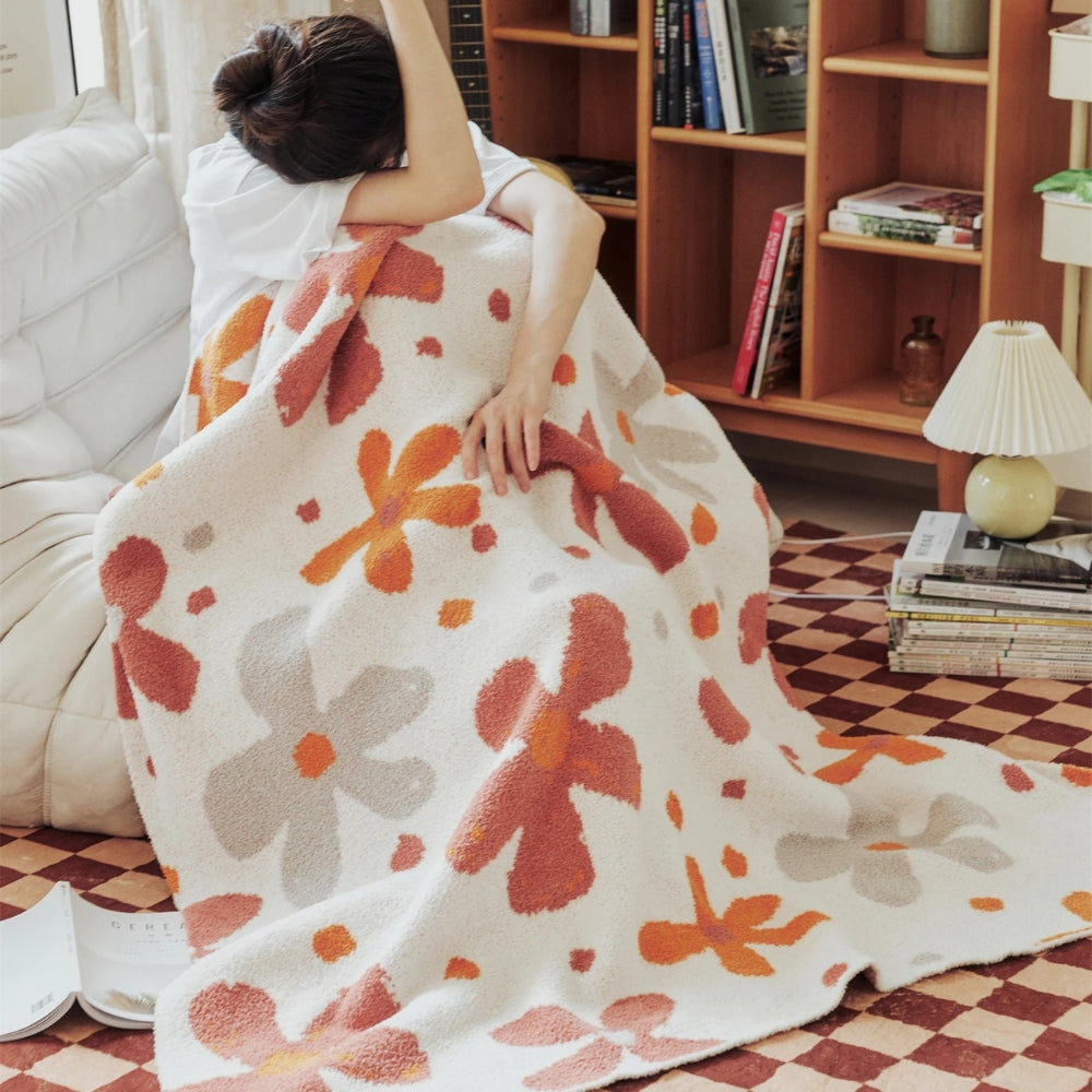 Alvian Floral Soft Knit Throw Blanket