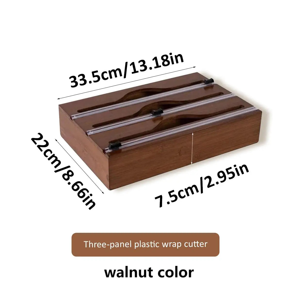 Bamboo kitchen wrap dispenser – Foil and cling film cutter – Eco-friendly storage solution – 12 x 5 x 4 in