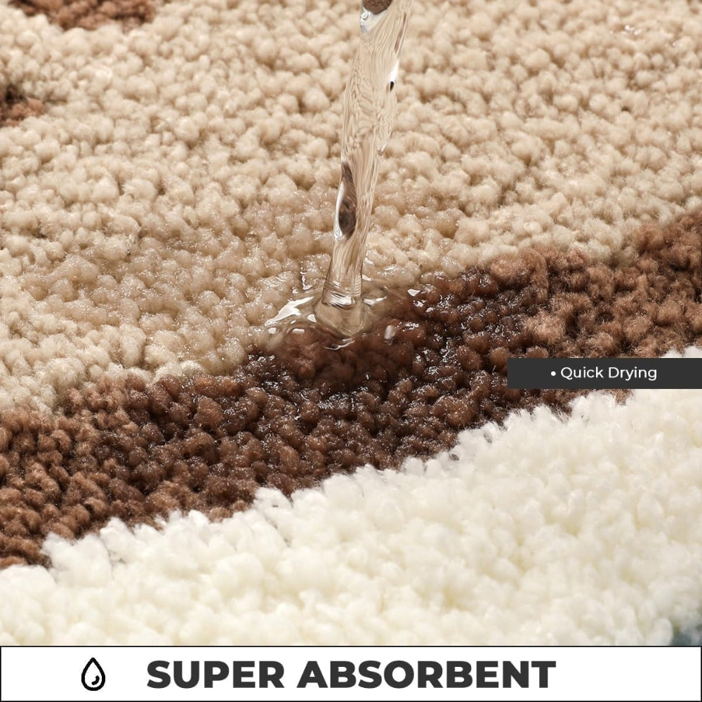 Bath mat – Plush microfiber blend – Seaside footprint design – Non-slip for safety – Coastal bathroom decor