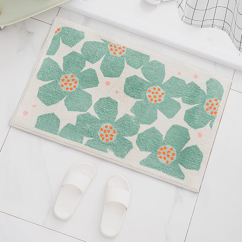 Bath mat – Quick-drying polyester – Retro flower design – Non-slip and vibrant colors – Available in multiple sizes