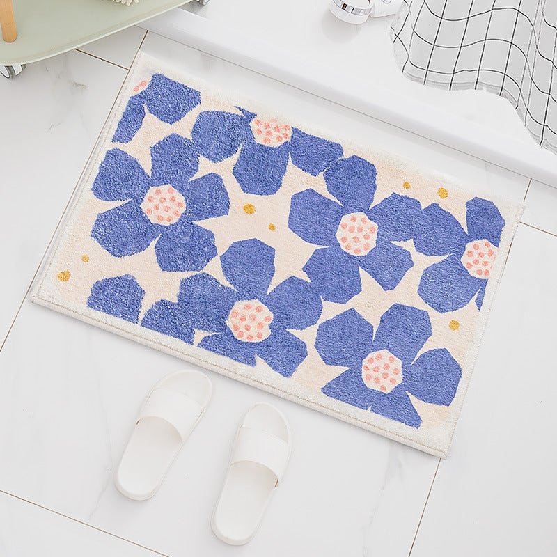 Bath mat – Quick-drying polyester – Retro flower design – Non-slip and vibrant colors – Available in multiple sizes