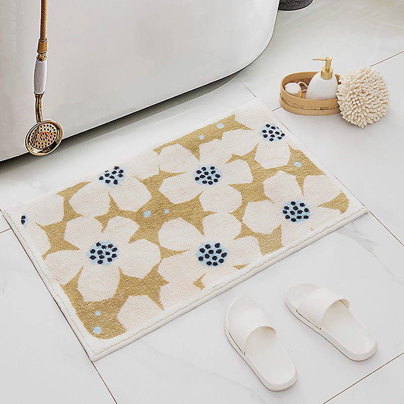 Bath mat – Quick-drying polyester – Retro flower design – Non-slip and vibrant colors – Available in multiple sizes
