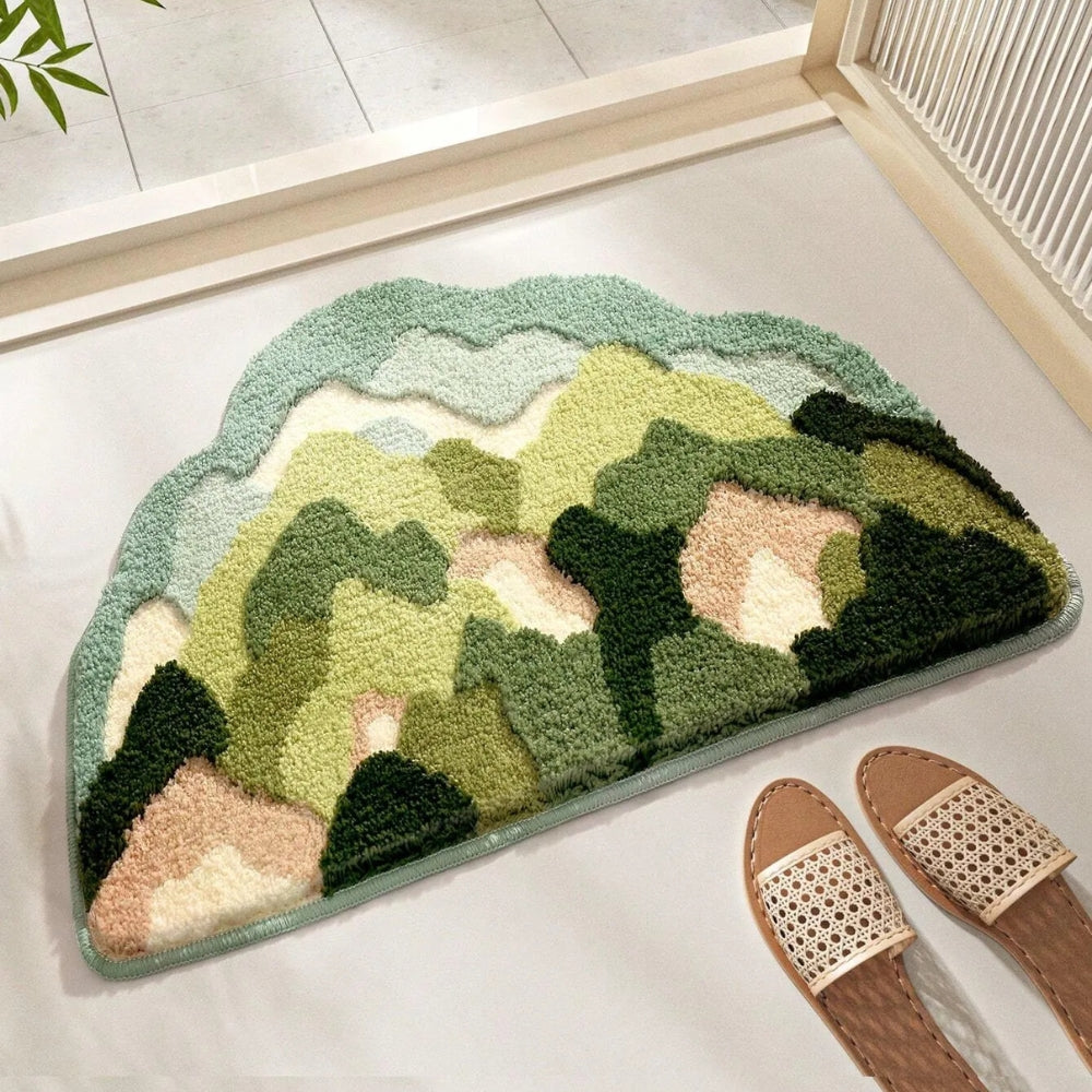 Bath mat – Soft microfiber blend – Nature-inspired moss design – Non-slip and absorbent