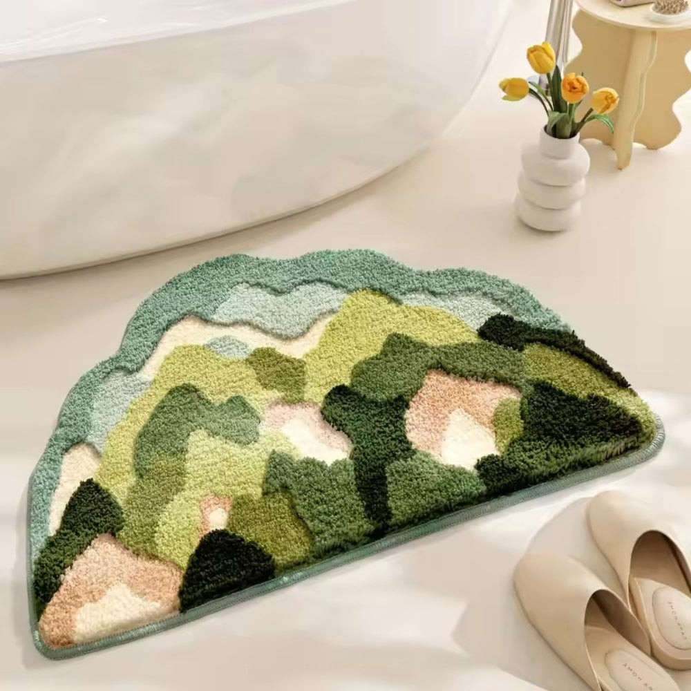 Bath mat – Soft microfiber blend – Nature-inspired moss design – Non-slip and absorbent