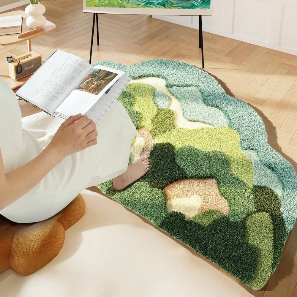 Bath mat – Soft microfiber blend – Nature-inspired moss design – Non-slip and absorbent