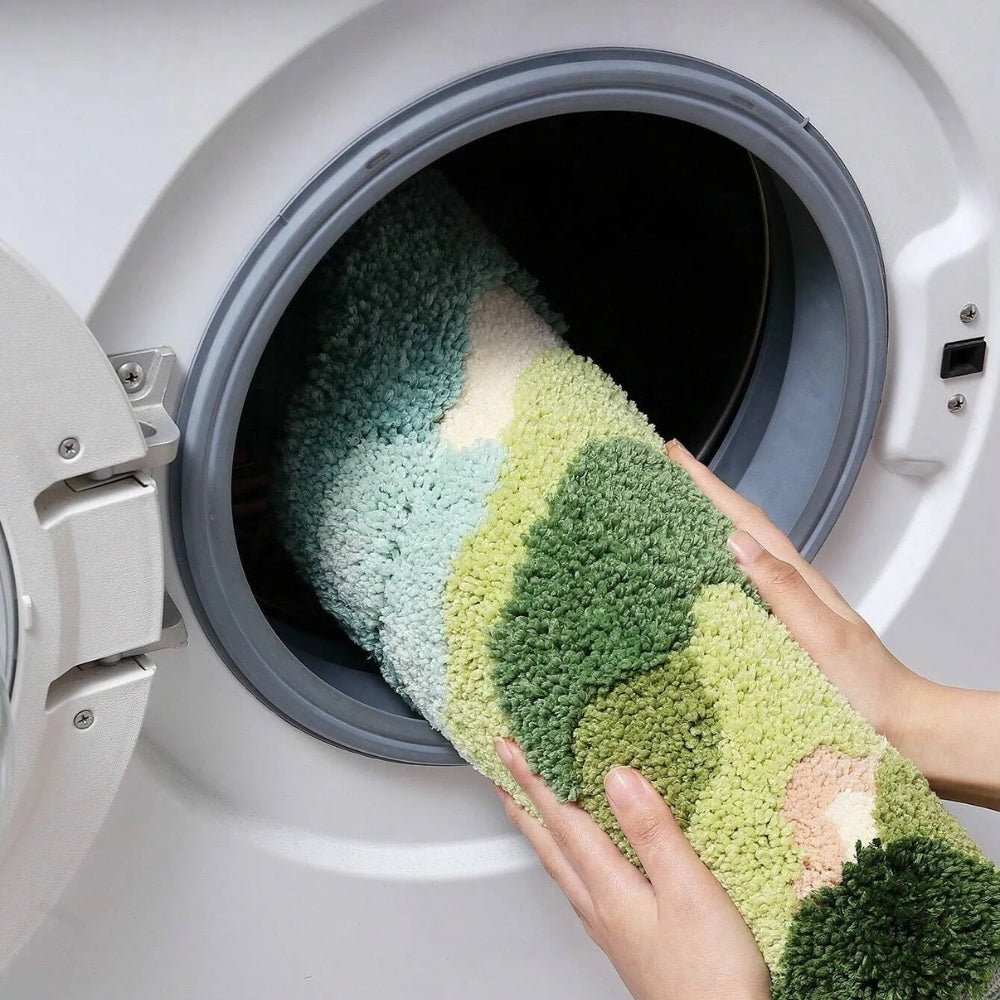 Bath mat – Soft microfiber blend – Nature-inspired moss design – Non-slip and absorbent