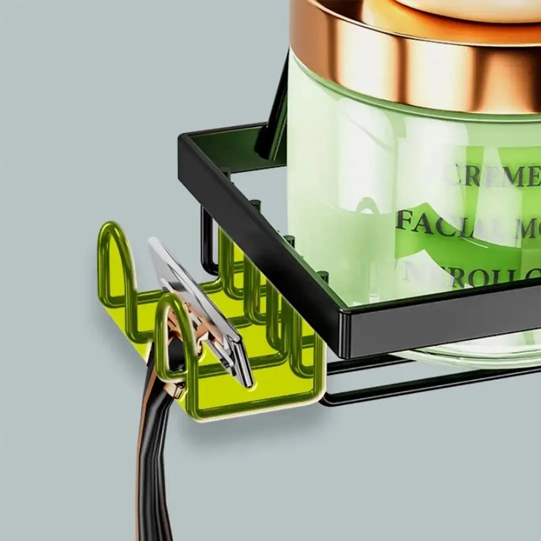 Bathroom organizer – Matte black – Drill-free over door design – Multi-layer shower storage solution