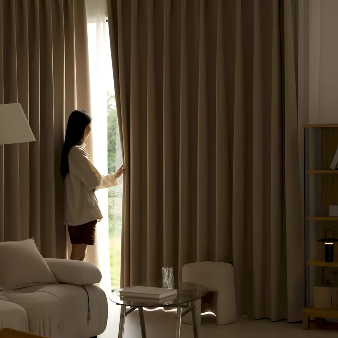 Blackout curtains – Premium jacquard fabric – Elegant modern design – Ideal for bedroom and living room – Energy-efficient and soundproofing