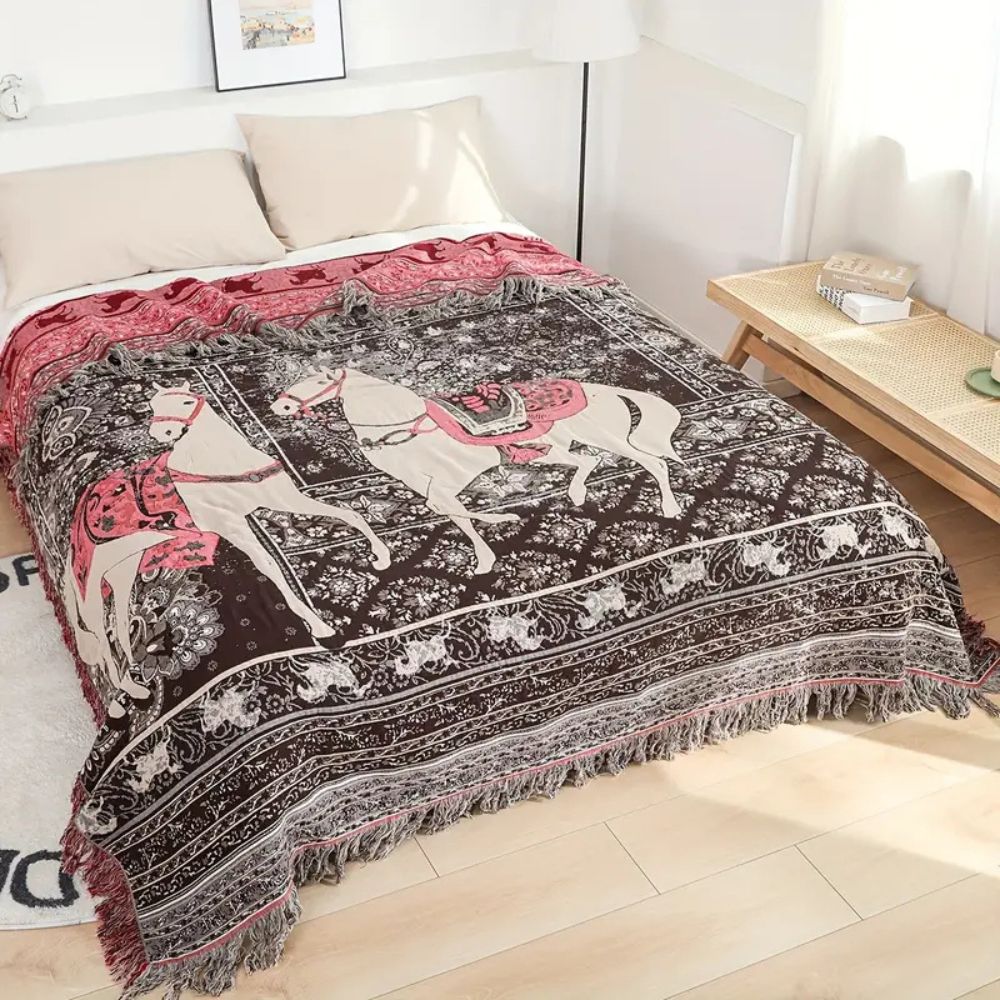 Bohemian Inspired Horse Print Blanket
