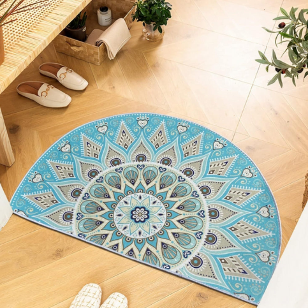Bohemian Half Round Mandala Rug