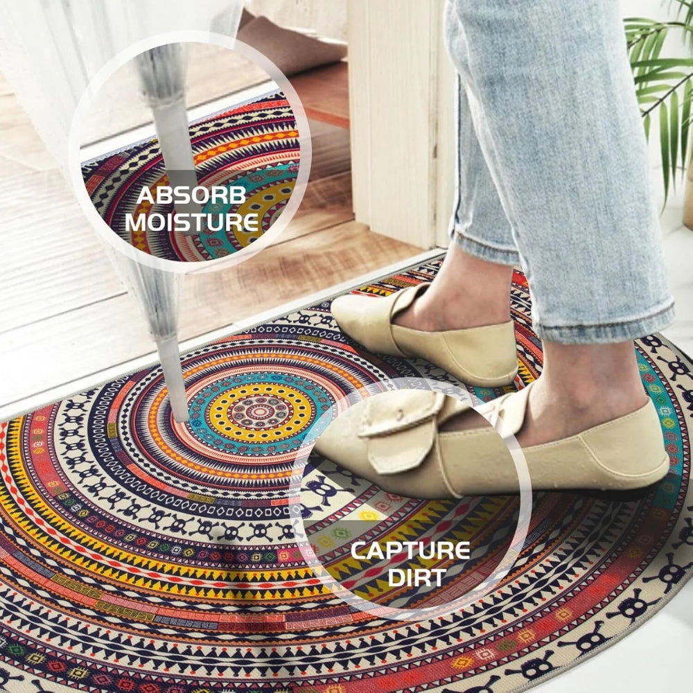 Bohemian Half Round Mandala Rug