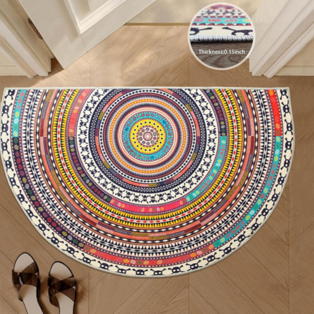 Bohemian Half Round Mandala Rug