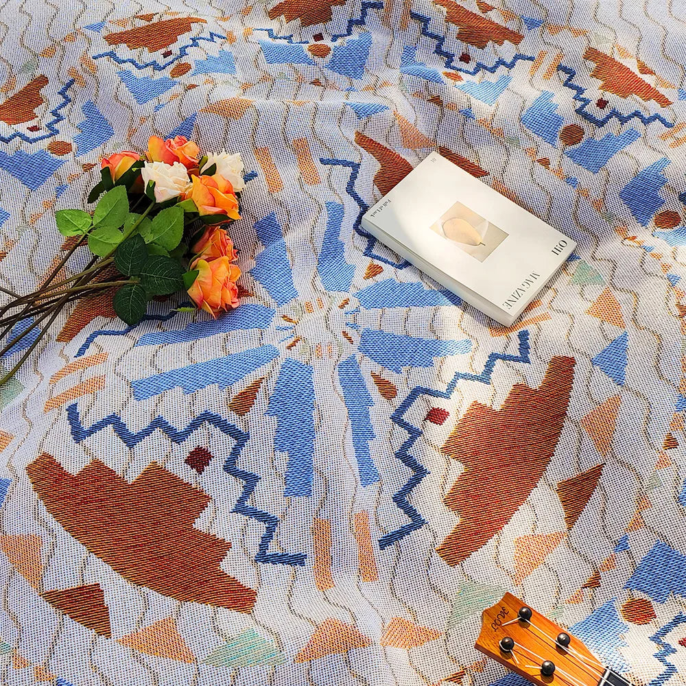 Bohemian Picnic Mat - Soft Cotton Blend Outdoor Picnic Blanket with Tassels, Versatile for Camping and Home Decor