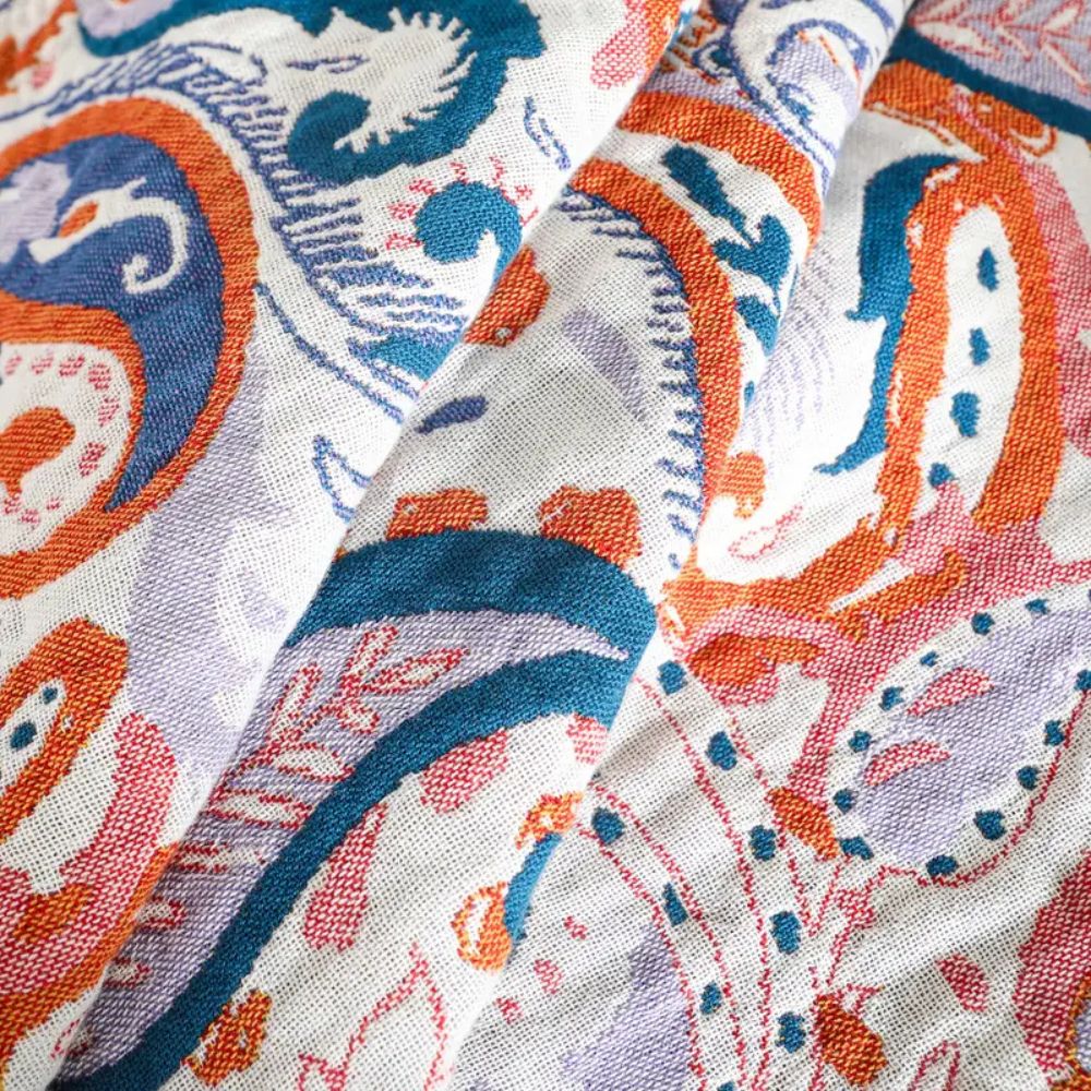 Boho Bloom Fringe Cotton Blanket