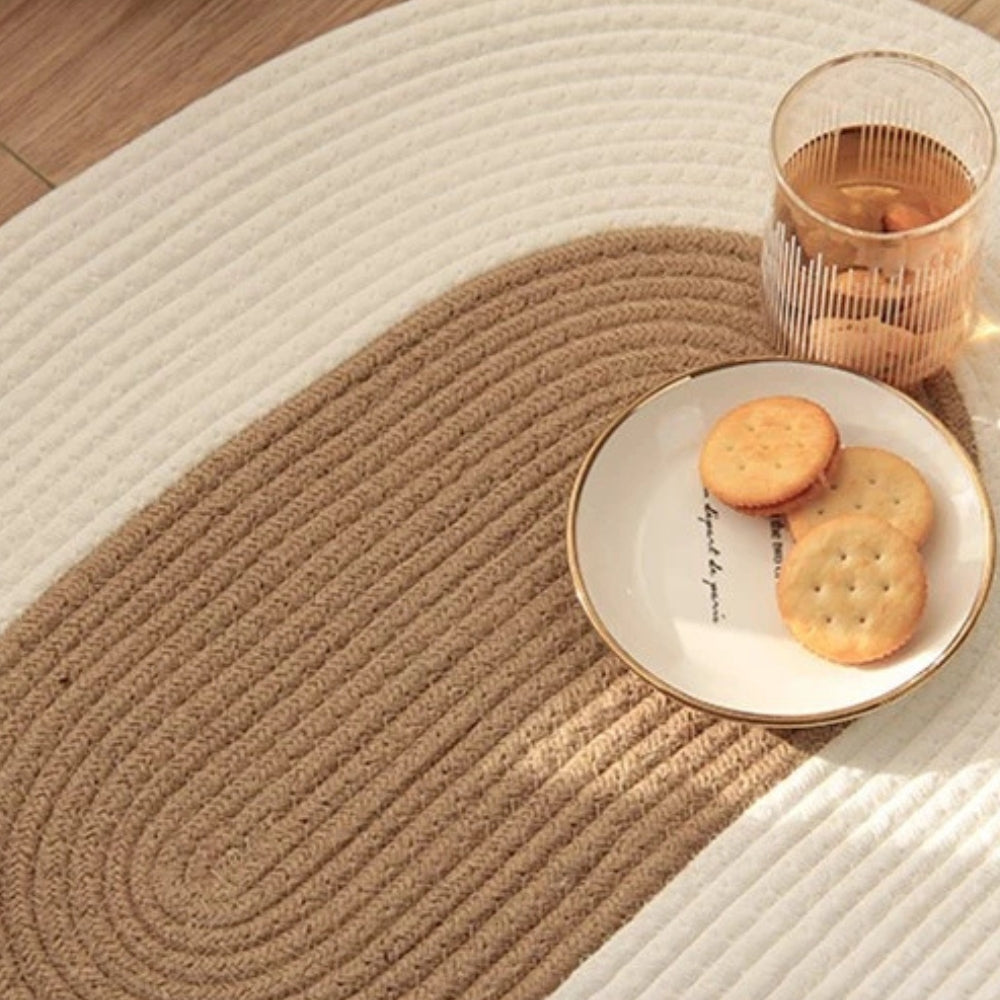 Boho Braided Hemp Oval Rug