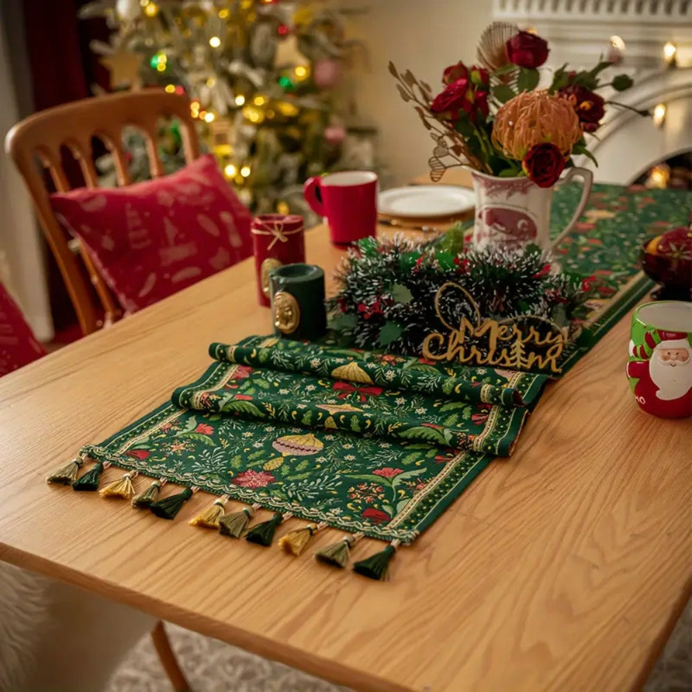 Tapestry Botanical Holiday Table Runner