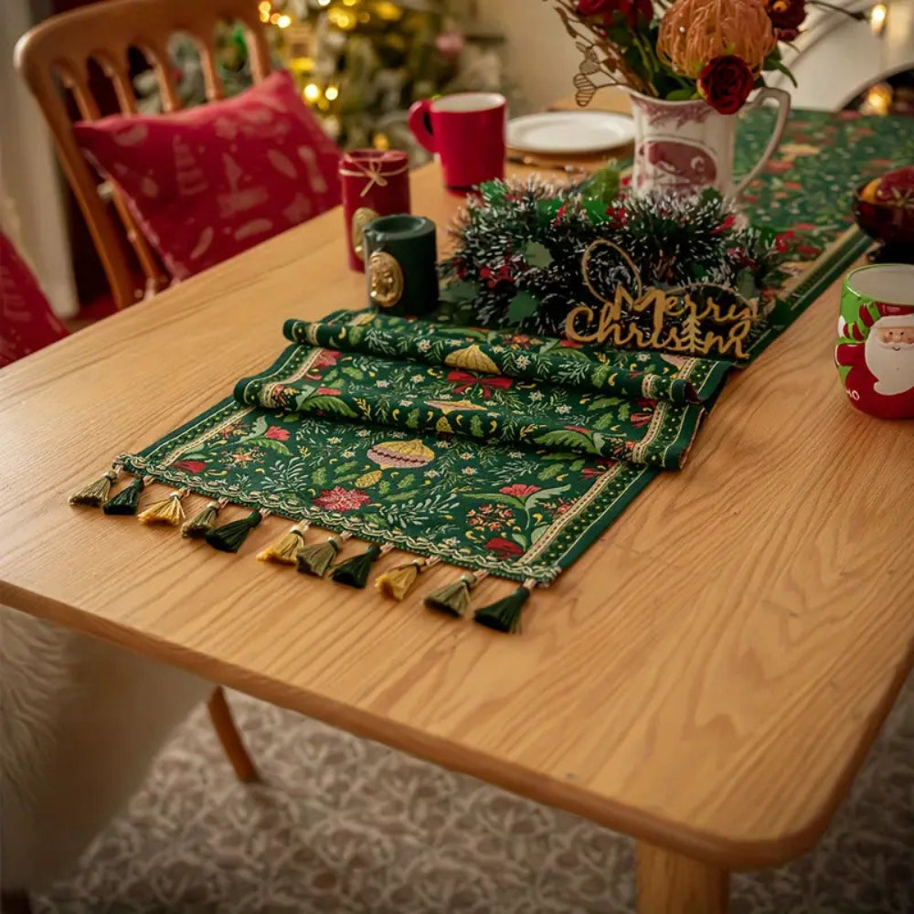 Tapestry Botanical Holiday Table Runner