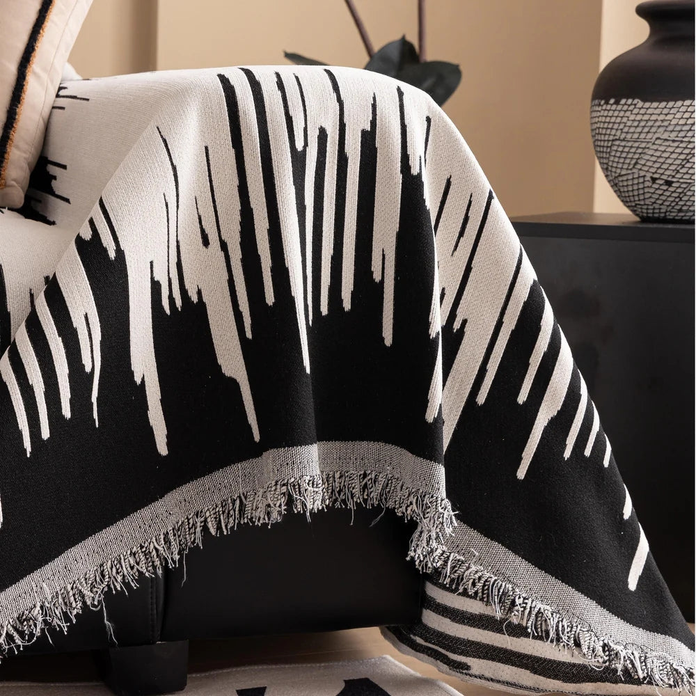 Brushstroke Vertical Pattern Chenille Sofa Cover