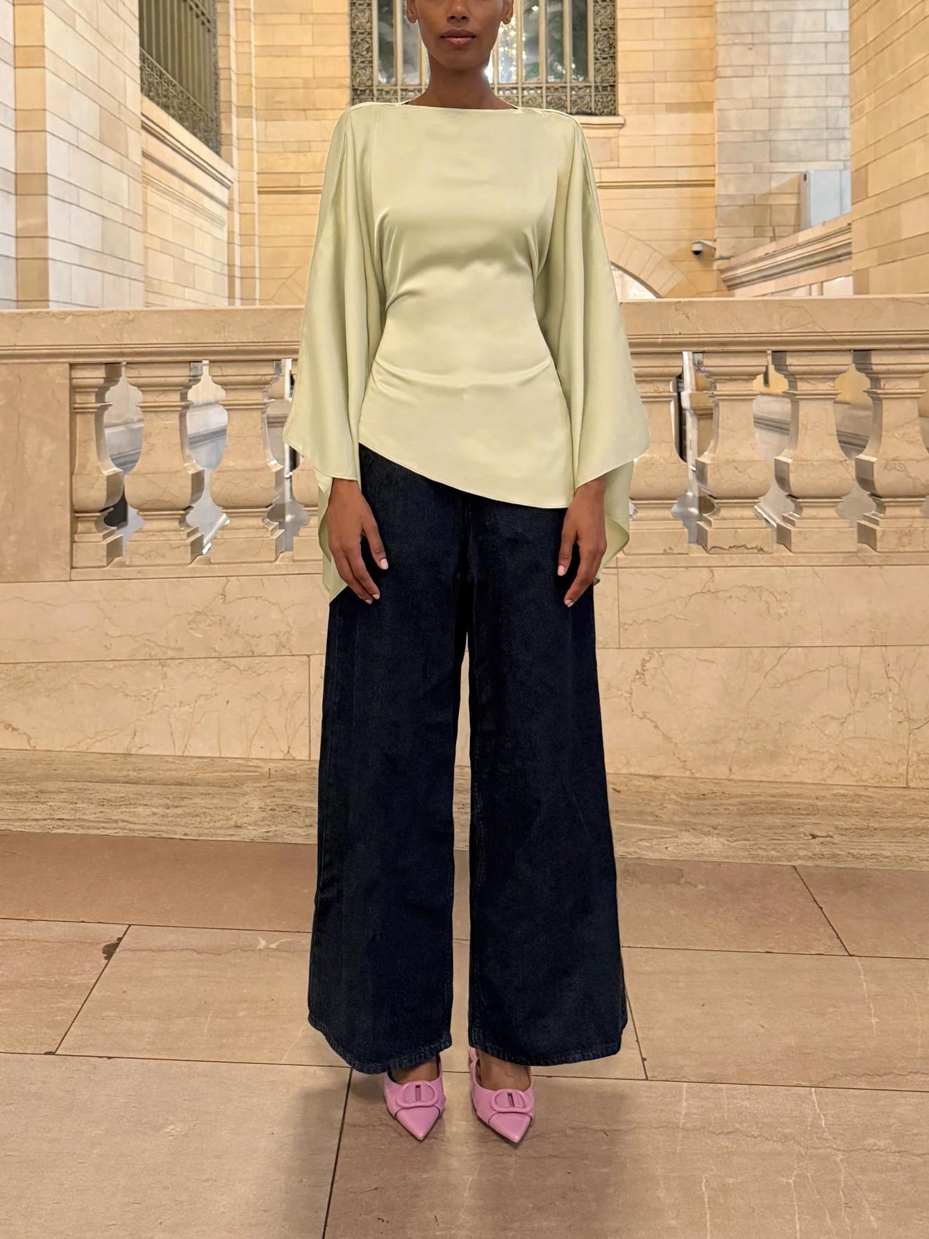 Asymmetrical Butterfly Top in Sage Green