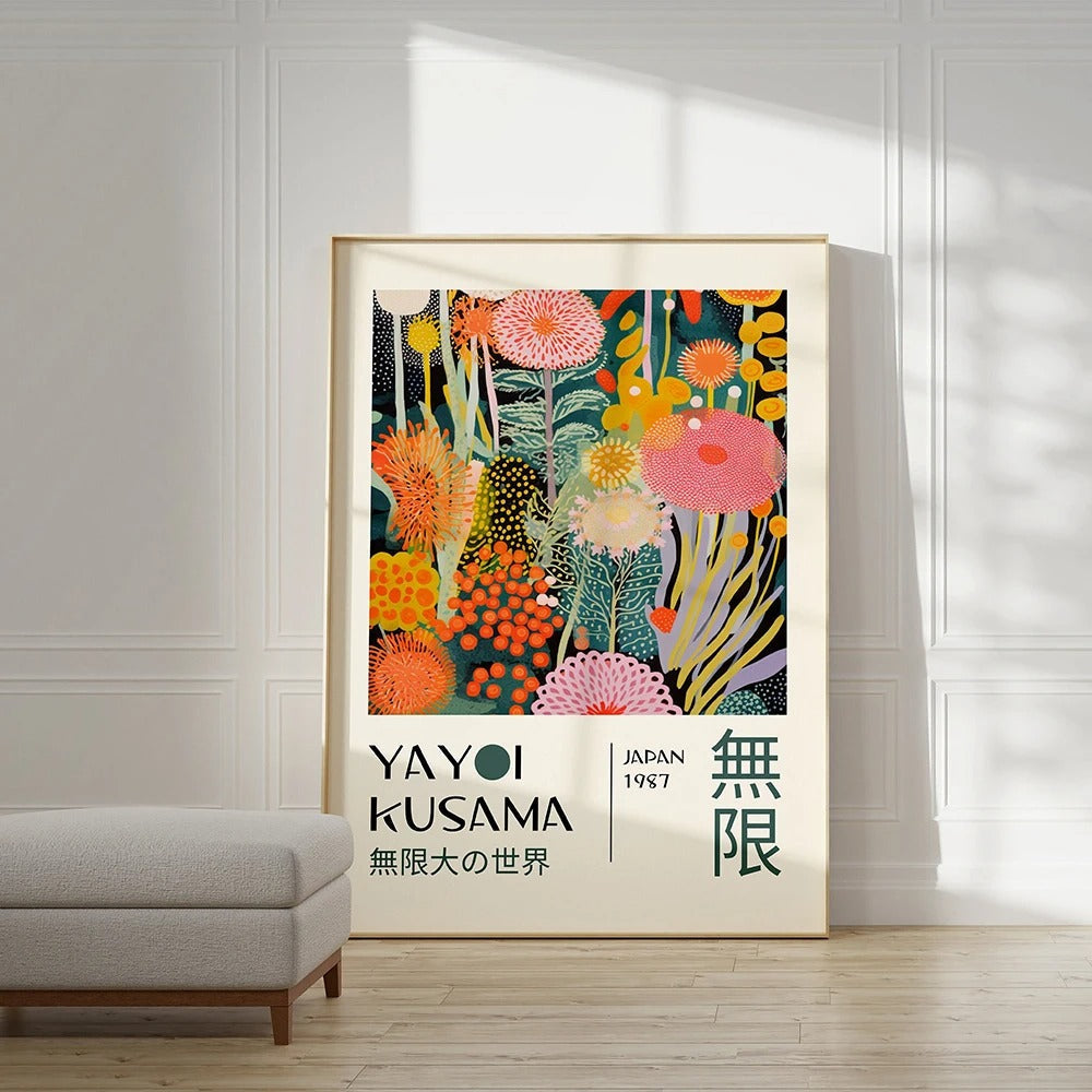 Canvas wall art – Vibrant abstract design – Yayoi Kusama style – Unique home decor piece