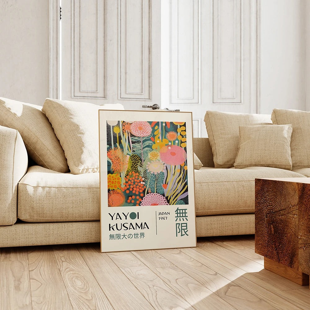 Canvas wall art – Vibrant abstract design – Yayoi Kusama style – Unique home decor piece