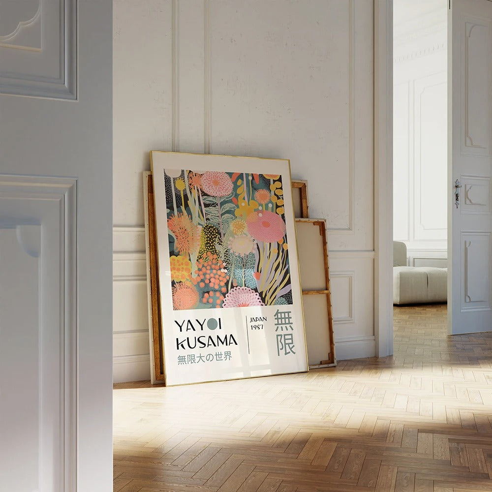 Canvas wall art – Vibrant abstract design – Yayoi Kusama style – Unique home decor piece