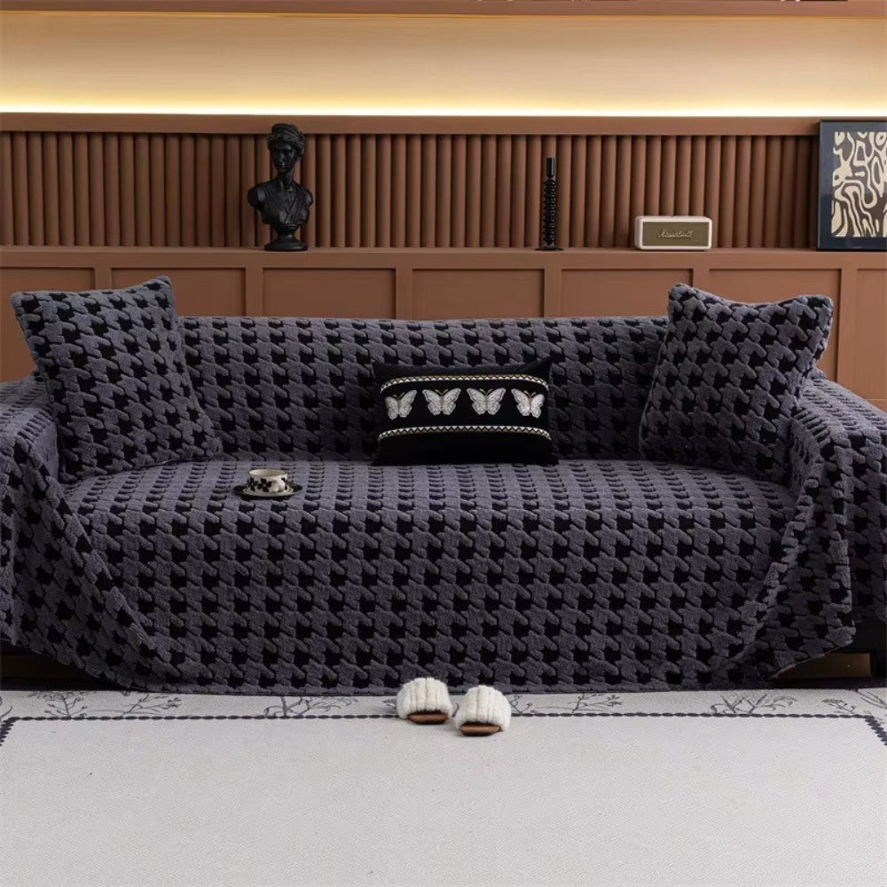 Cavalli Houndstooth Plush Sofa Cover