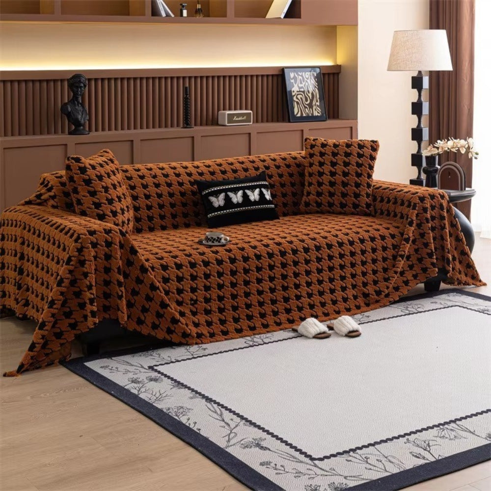 Cavalli Houndstooth Plush Sofa Cover