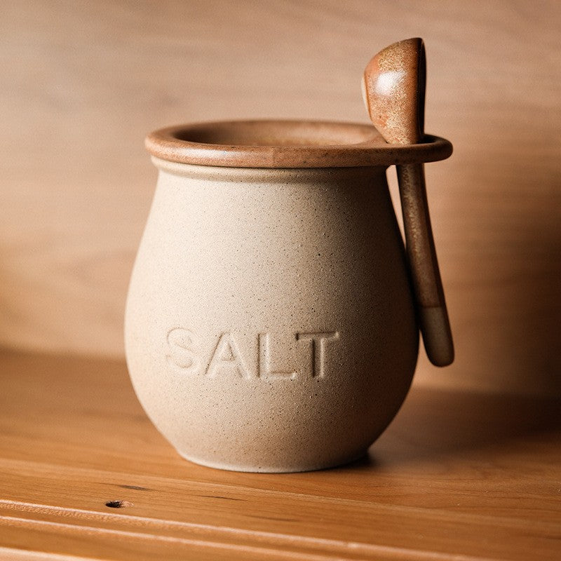 Ceramic canister set – Japanese-inspired design – Sugar and salt jars – Includes lid and spoon – 15.2 oz capacity