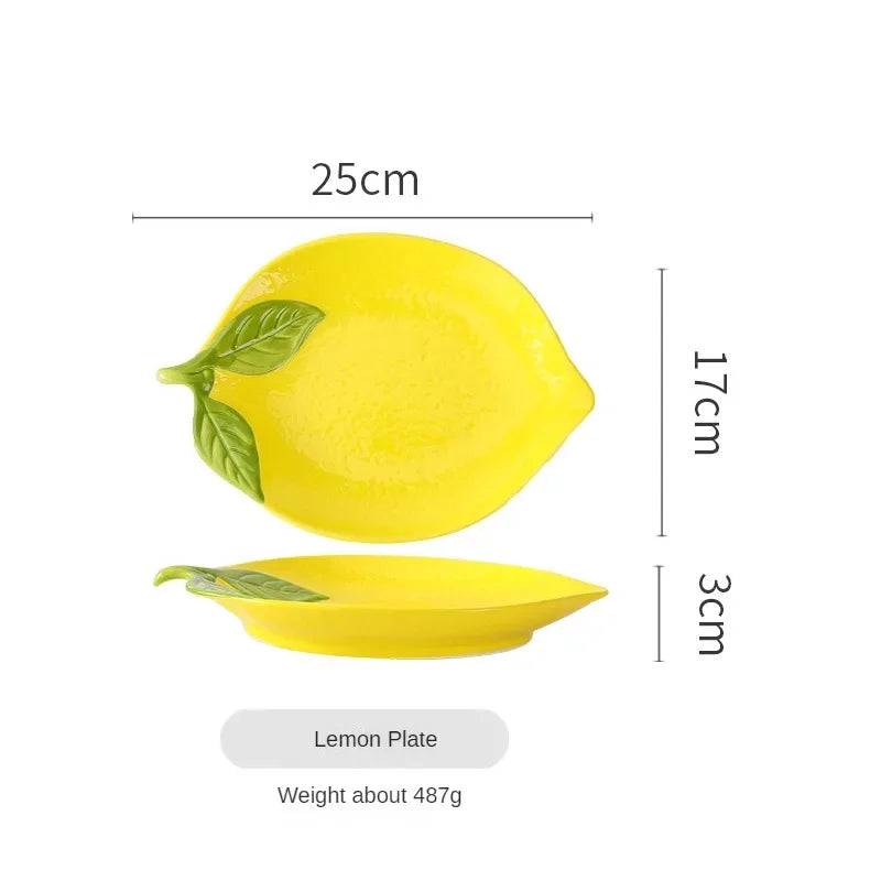 Ceramic dinner plate – Cartoon lemon design – Fun kitchen accessory