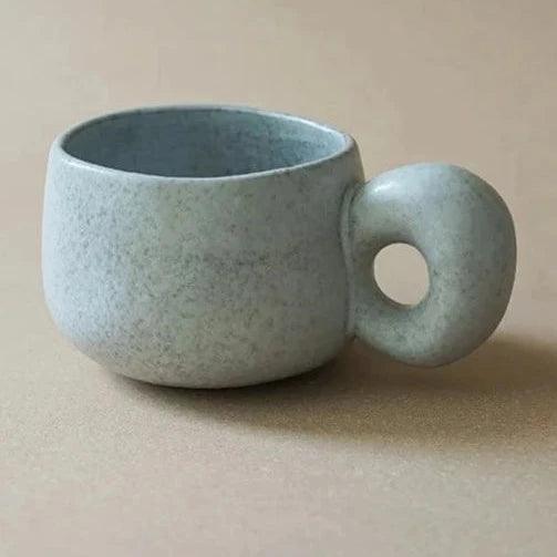 Ceramic mug – Handcrafted pottery – Minimalist beige design – Perfect for coffee and tea
