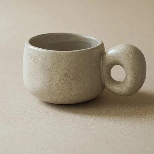 Ceramic mug – Handcrafted pottery – Minimalist beige design – Perfect for coffee and tea