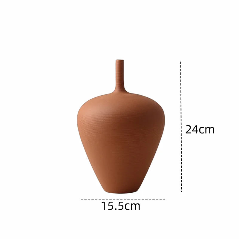 Ceramic vase – Nordic retro design – Elegant tabletop centerpiece for living room – 6.3 x 4.7 in