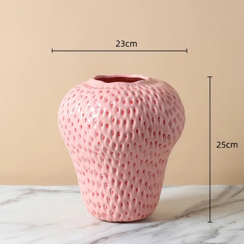 Ceramic vase – Strawberry design – Unique floral display – Home decor accent
