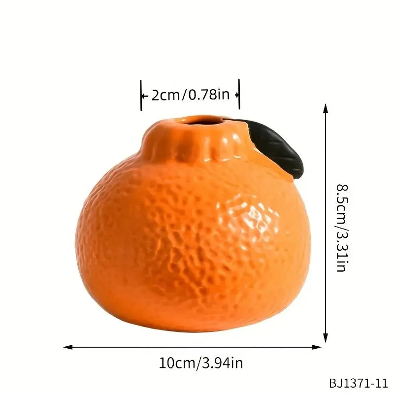 Ceramic vase – Vibrant orange – Hydroponic-friendly – Stylish decor for living room or office