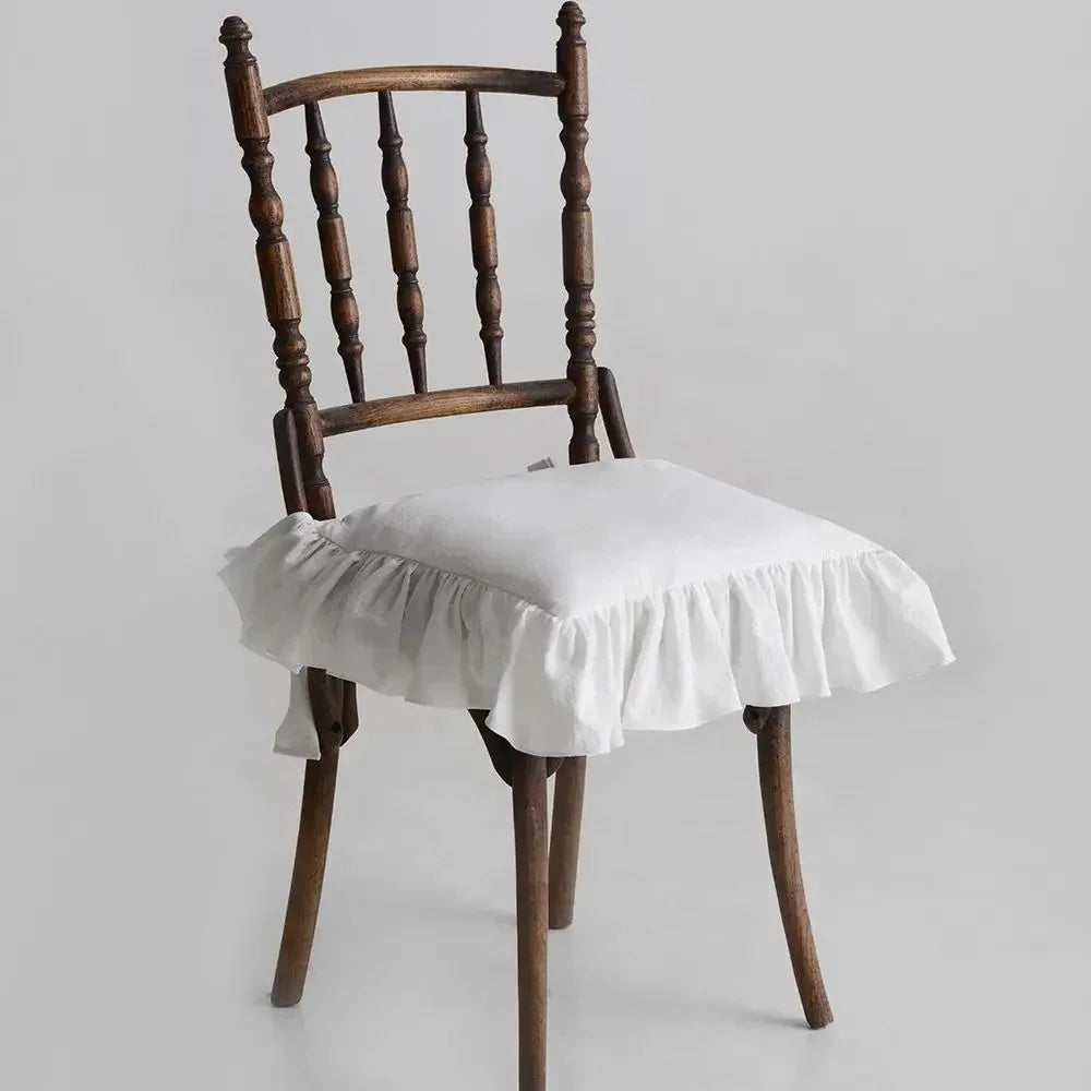 Chair cushion cover – 100% cotton – Ruffled design – For dining chairs