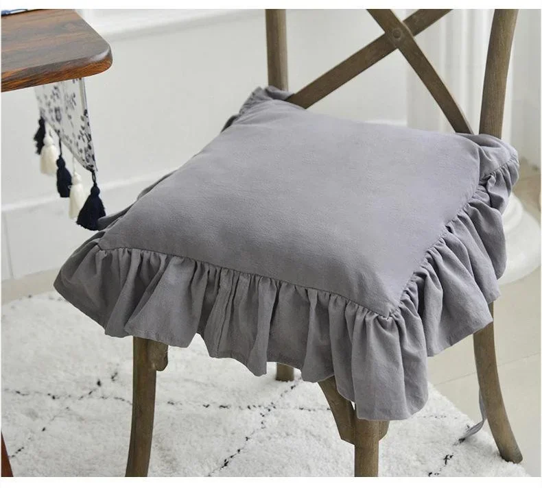 Chair cushion cover – 100% cotton – Ruffled design – For dining chairs