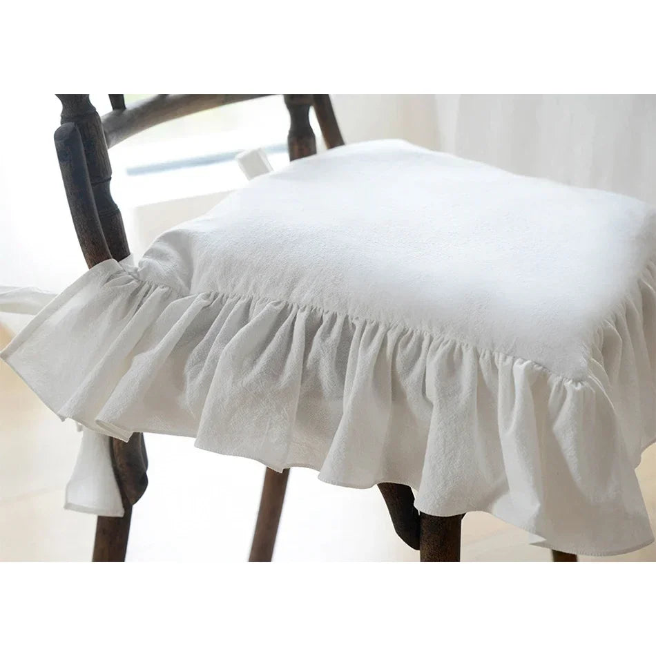 Chair cushion cover – 100% cotton – Ruffled design – For dining chairs