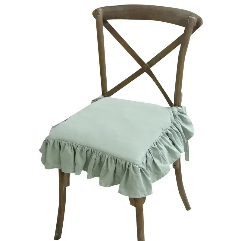 Chair cushion cover – 100% cotton – Ruffled design – For dining chairs