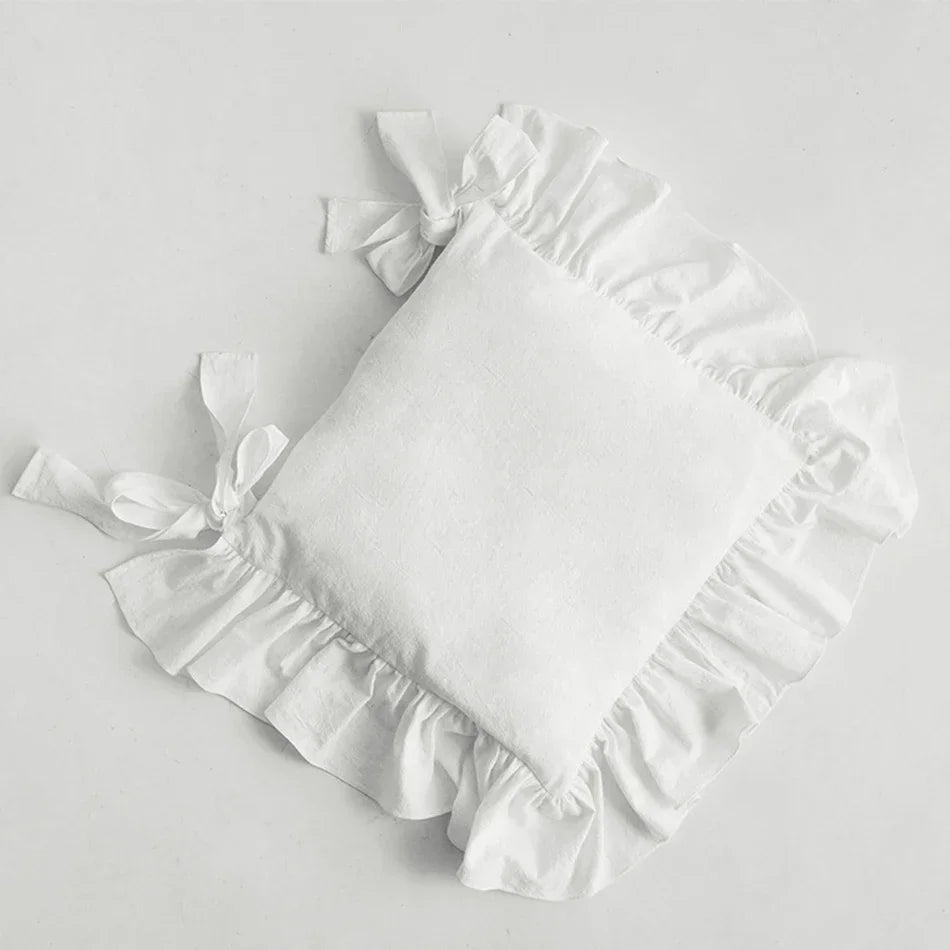 Chair cushion cover – 100% cotton – Ruffled design – For dining chairs
