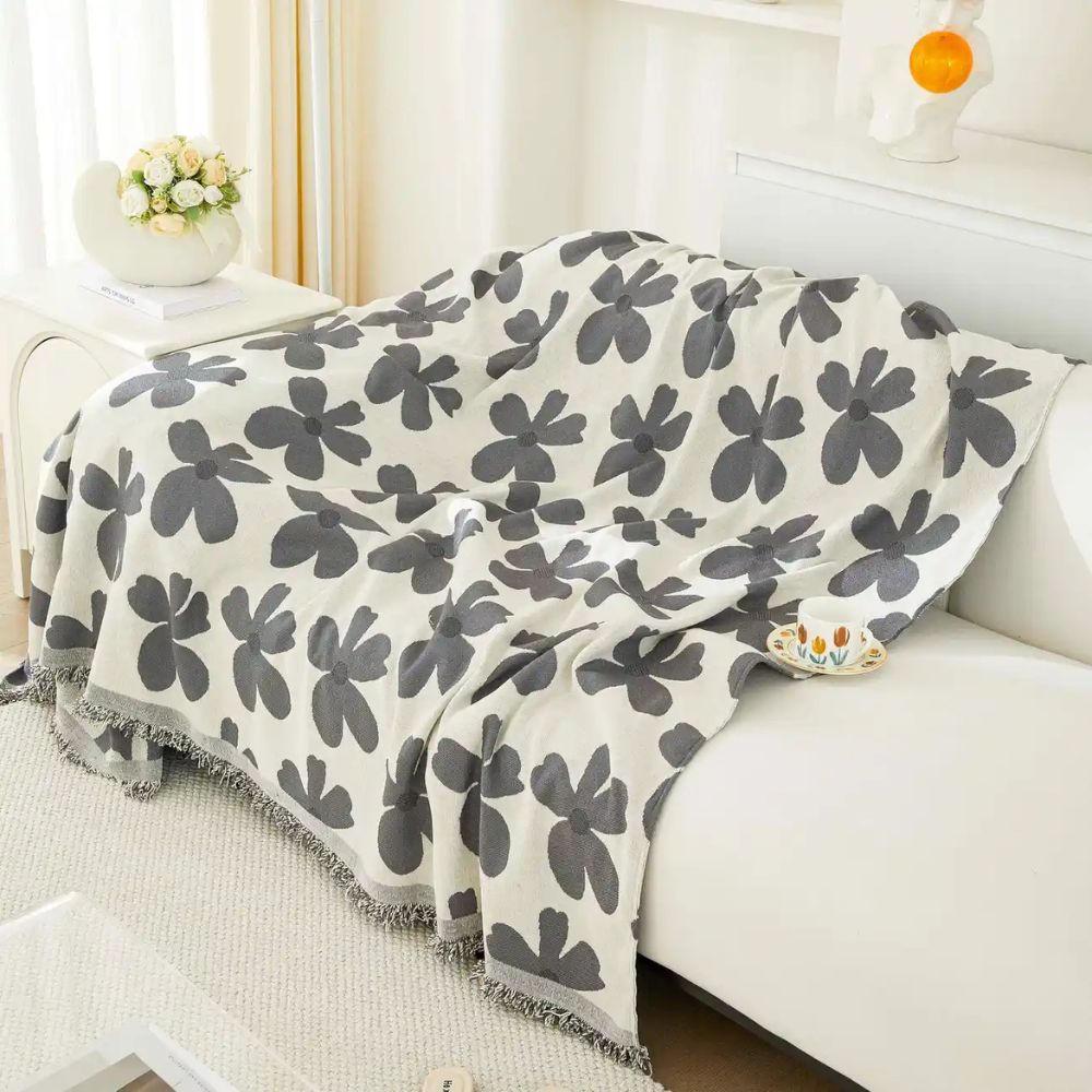 Cheerful Flower Tassel Sofa Cover