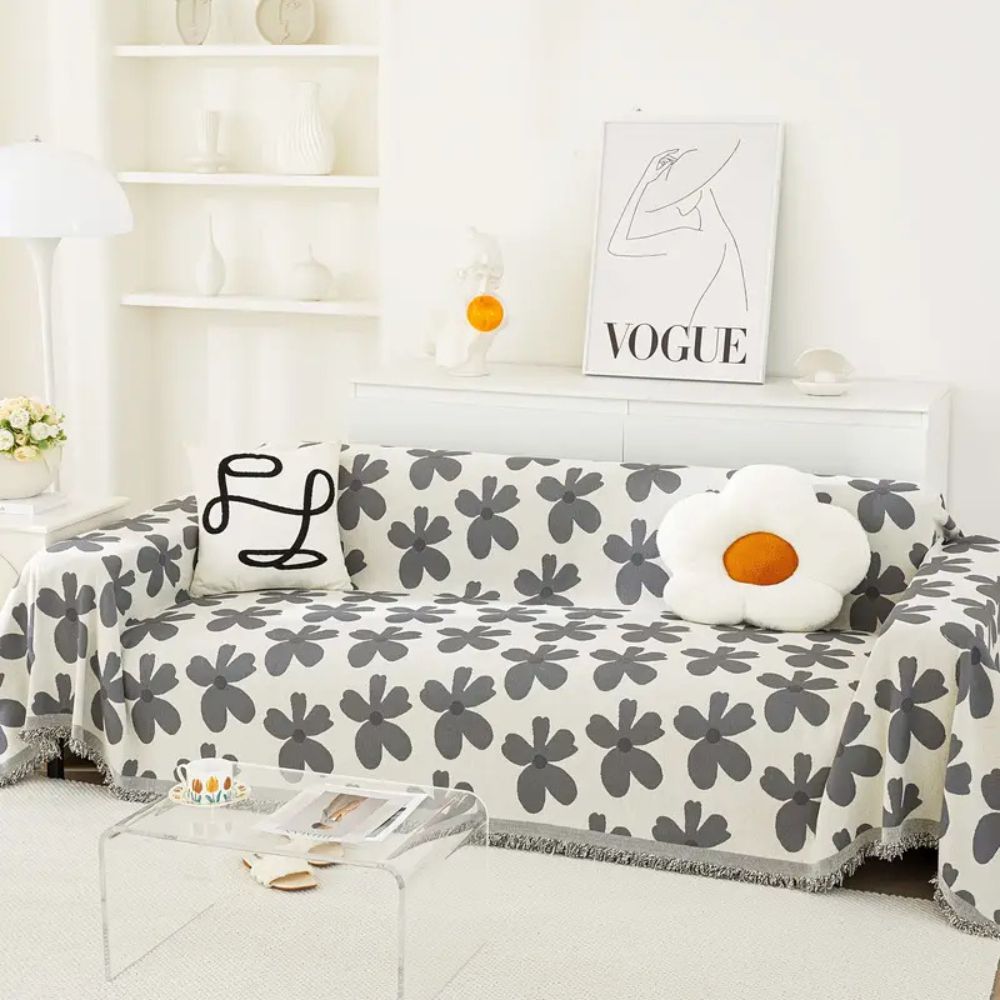 Cheerful Flower Tassel Sofa Cover