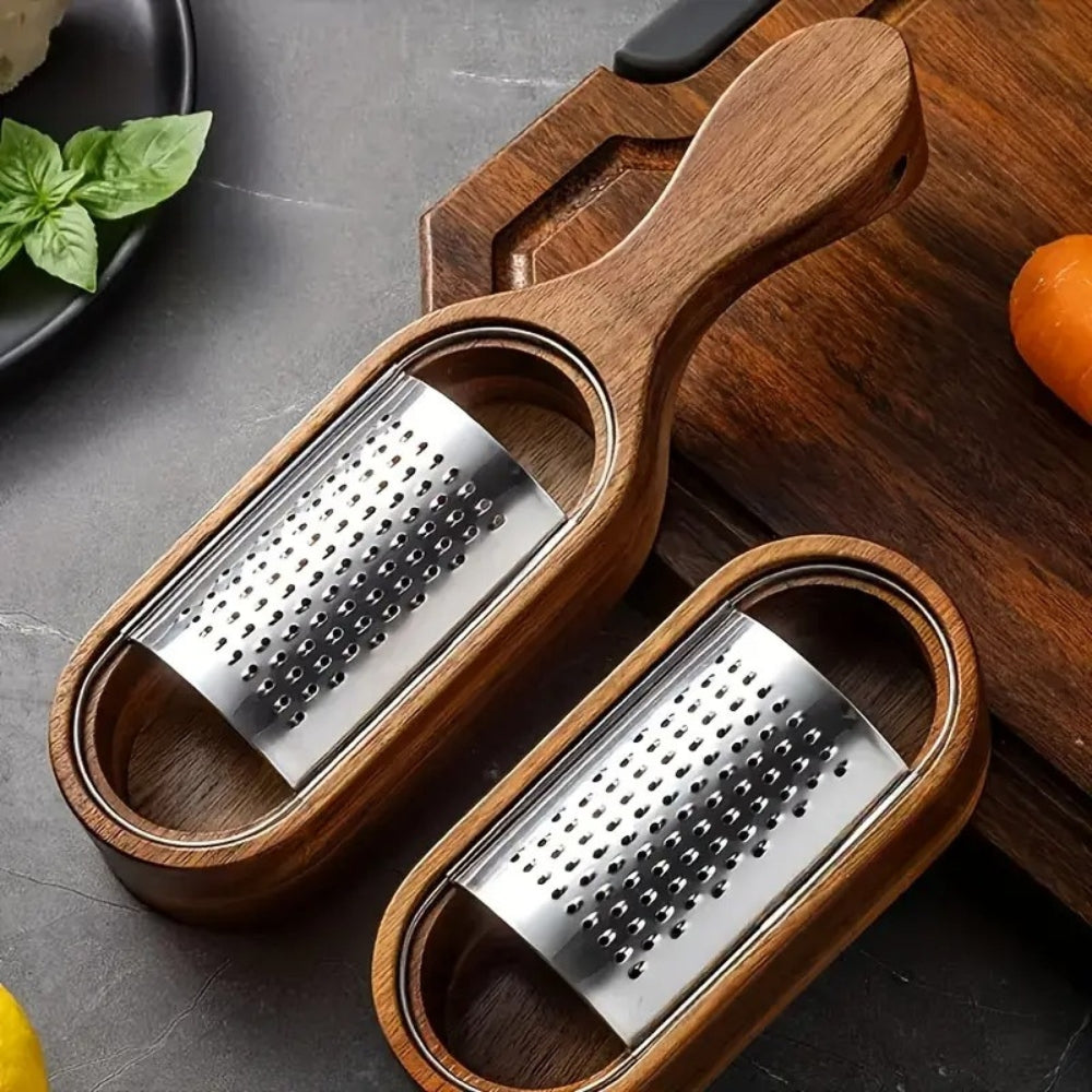 Cheese grater – Stainless steel – Acacia wood handle – Best cheese grater for effortless food prep