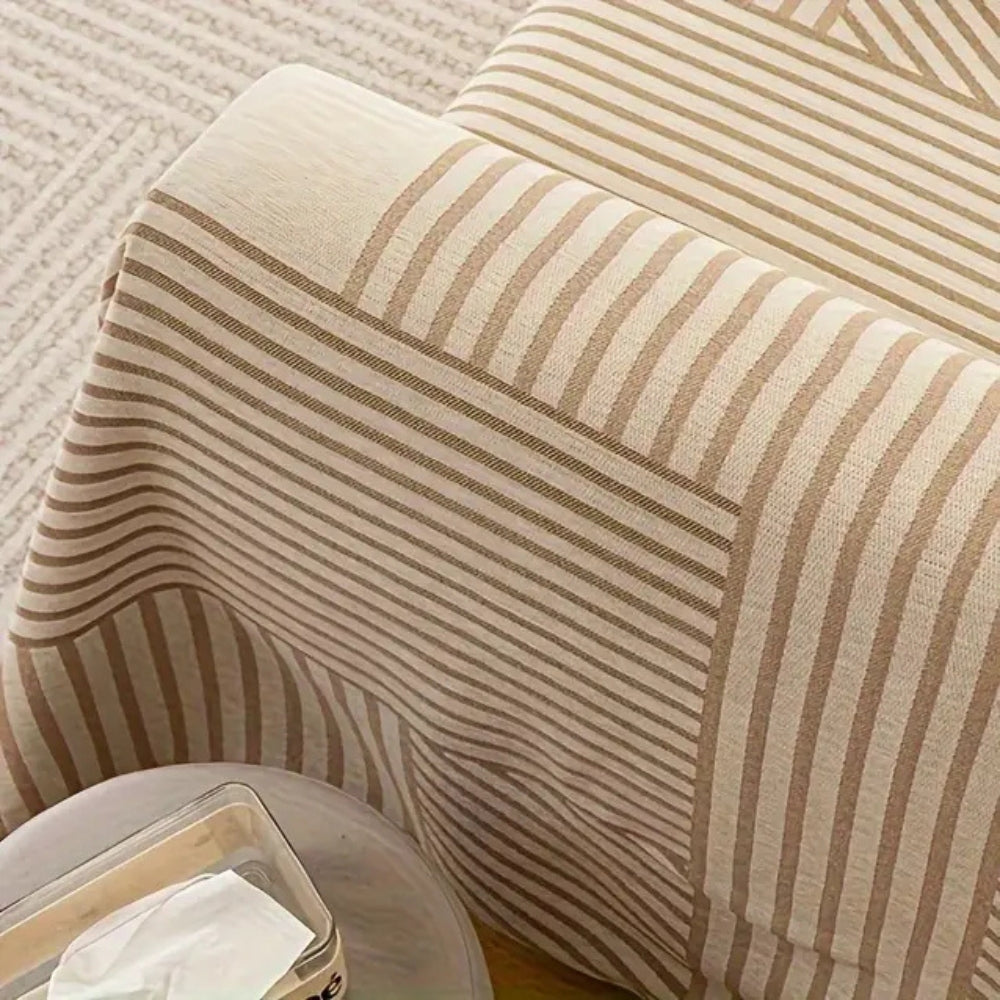 Chenille Striped Tassel Sofa Cover