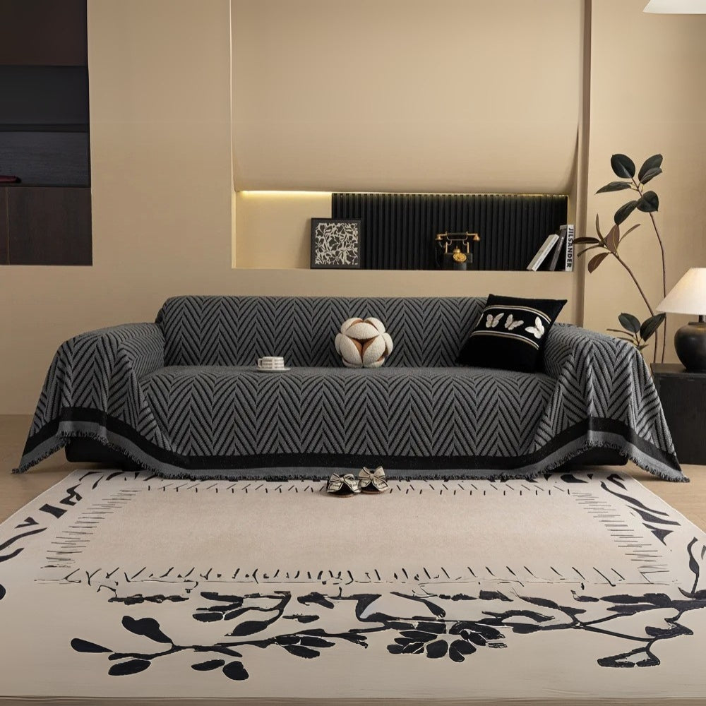 Chevron Herringbone Tassel Sofa Cover