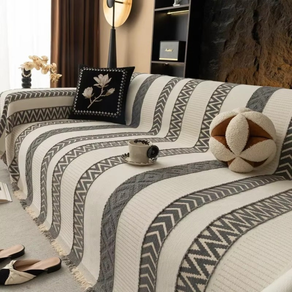 Chevron Pattern Chenille Sofa Cover